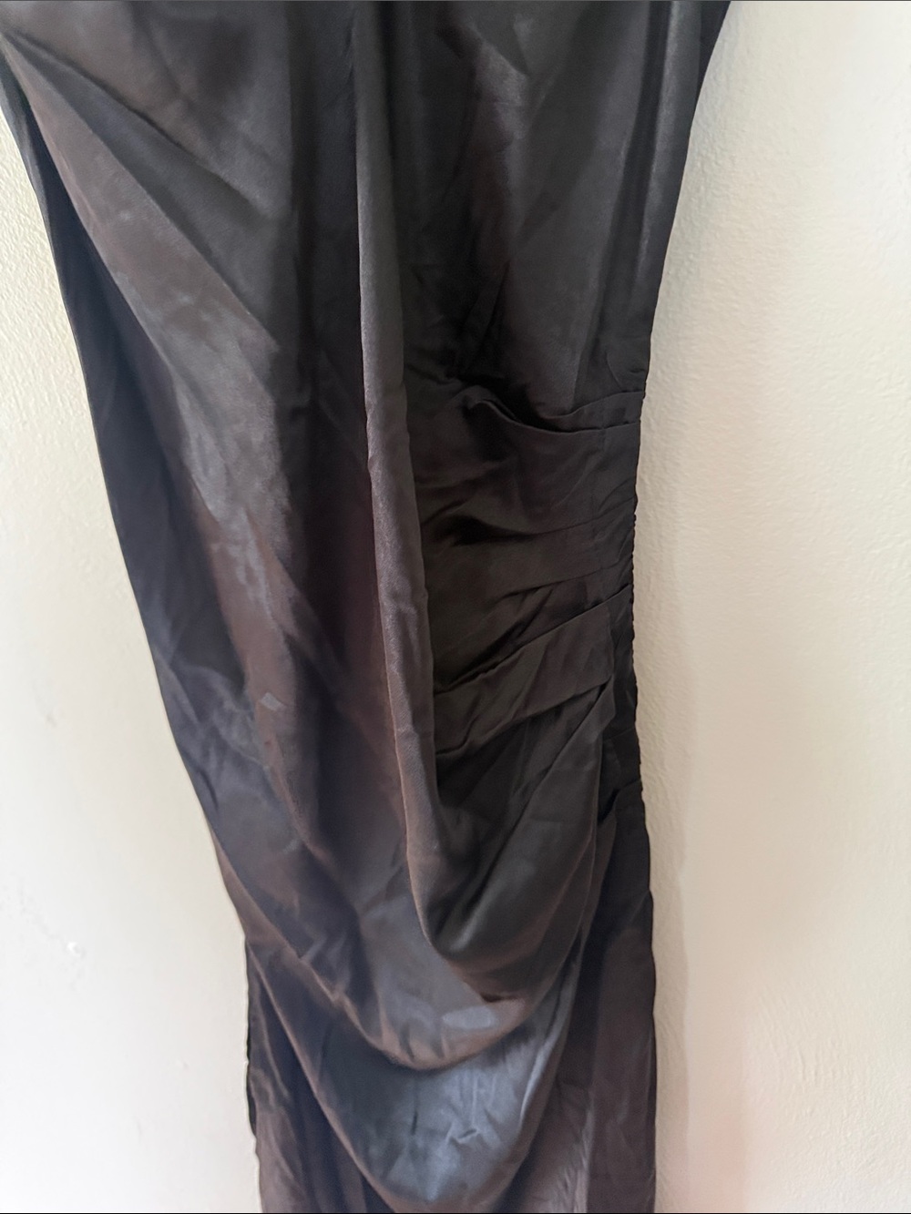 NWOT bishop + young Black Satin Slip Midi Dress with Cowl small - Picture 4 of 6